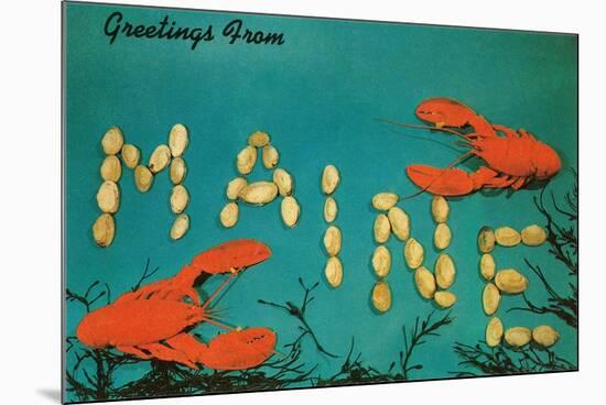 Greetings from Maine, Lobster-null-Mounted Premium Giclee Print