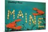 Greetings from Maine, Lobster-null-Mounted Premium Giclee Print