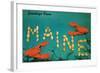 Greetings from Maine, Lobster-null-Framed Art Print