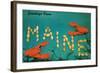 Greetings from Maine, Lobster-null-Framed Art Print