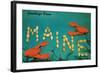 Greetings from Maine, Lobster-null-Framed Art Print