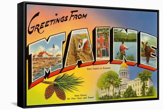 Greetings from Maine-null-Framed Stretched Canvas