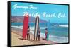 Greetings from Malibu Beach, California, Surfers-null-Framed Stretched Canvas