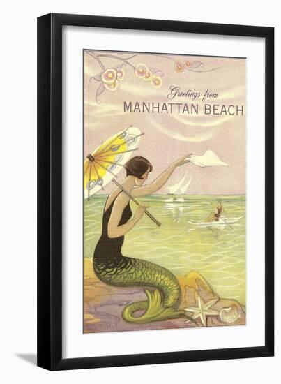Greetings from Manhattan Beach, California-null-Framed Art Print