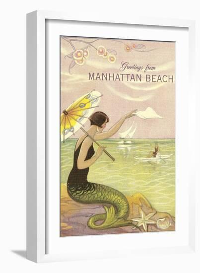 Greetings from Manhattan Beach, California-null-Framed Art Print