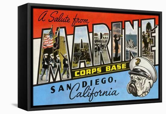 Greetings from Marine Corps., San Diego, California-null-Framed Stretched Canvas