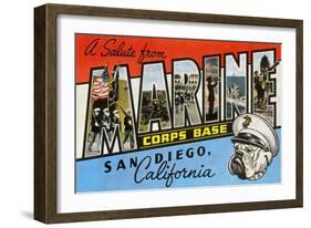 Greetings from Marine Corps., San Diego, California-null-Framed Art Print