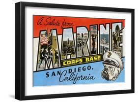 Greetings from Marine Corps., San Diego, California-null-Framed Art Print