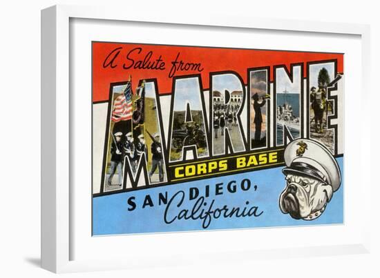 Greetings from Marine Corps., San Diego, California-null-Framed Art Print