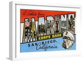 Greetings from Marine Corps., San Diego, California-null-Framed Art Print
