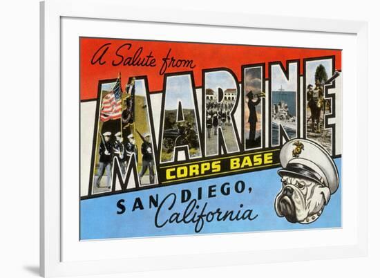 Greetings from Marine Corps., San Diego, California-null-Framed Premium Giclee Print