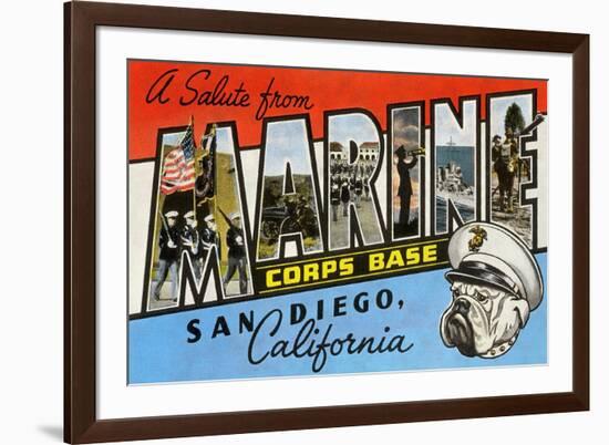 Greetings from Marine Corps., San Diego, California-null-Framed Premium Giclee Print