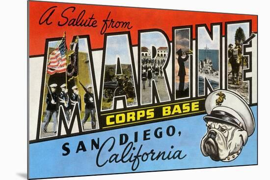 Greetings from Marine Corps., San Diego, California-null-Mounted Premium Giclee Print