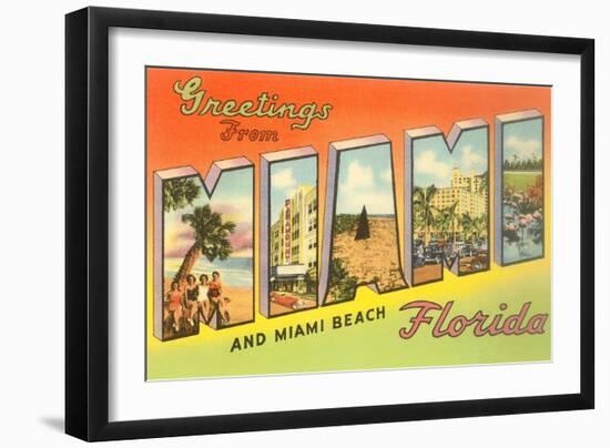 Greetings from Miami and Miami Beach, Florida-null-Framed Giclee Print