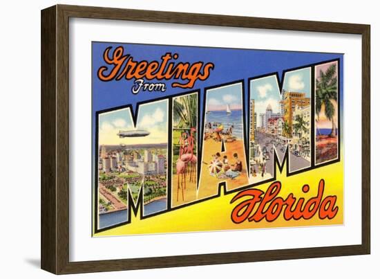 Greetings from Miami, Florida-null-Framed Art Print