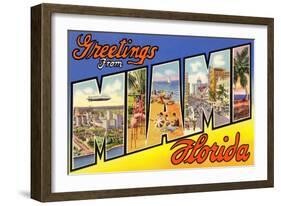 Greetings from Miami, Florida-null-Framed Art Print