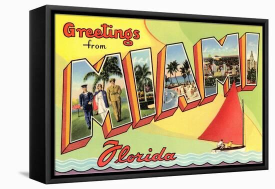 Greetings from Miami, Florida-null-Framed Stretched Canvas