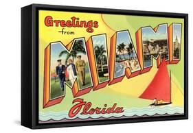 Greetings from Miami, Florida-null-Framed Stretched Canvas