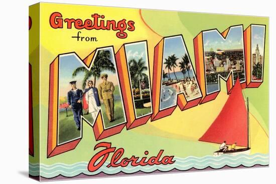 Greetings from Miami, Florida-null-Stretched Canvas
