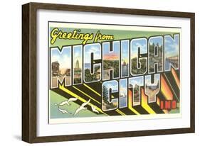 Greetings from Michigan City, Indiana-null-Framed Art Print