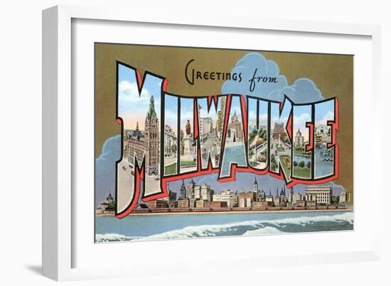 Greetings from Milwaukee, Wisconsin-null-Framed Art Print