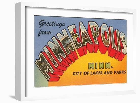 Greetings from Minneapolis, Minnesota-null-Framed Art Print