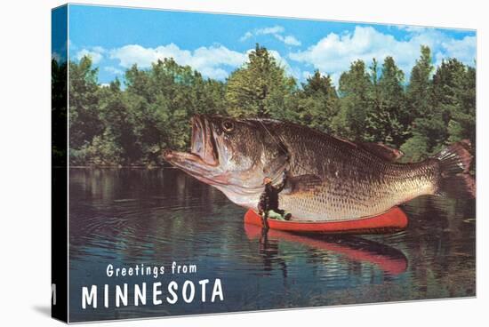 Greetings from Minnesota, Giant Fish-null-Stretched Canvas