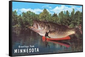 Greetings from Minnesota, Giant Fish-null-Framed Stretched Canvas