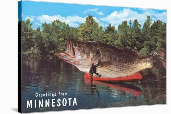 Greetings from Minnesota, Giant Fish-null-Stretched Canvas