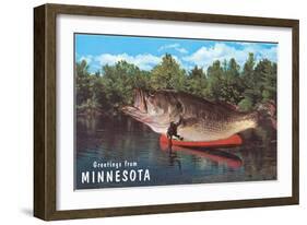 Greetings from Minnesota, Giant Fish-null-Framed Art Print