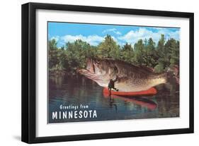 Greetings from Minnesota, Giant Fish-null-Framed Art Print