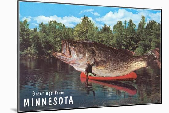 Greetings from Minnesota, Giant Fish-null-Mounted Art Print