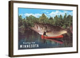 Greetings from Minnesota, Giant Fish-null-Framed Art Print