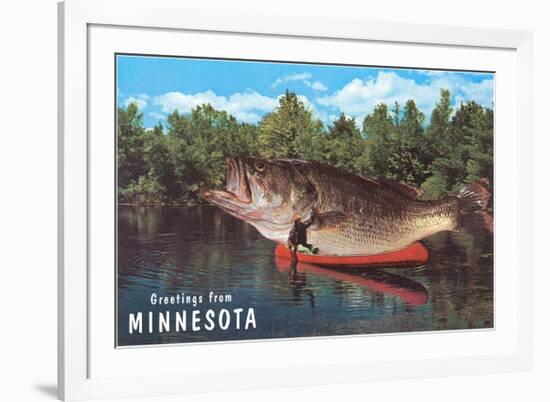 Greetings from Minnesota, Giant Fish-null-Framed Art Print