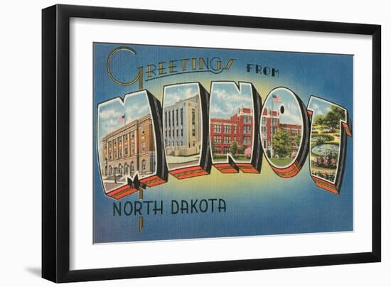 Greetings from Minot, North Dakota-null-Framed Art Print