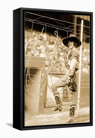 Greetings from Montana, Cowgirl Trick Roper-null-Framed Stretched Canvas