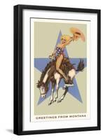 Greetings from Montana, Lady Rider-null-Framed Art Print