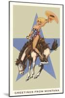 Greetings from Montana, Lady Rider-null-Mounted Art Print