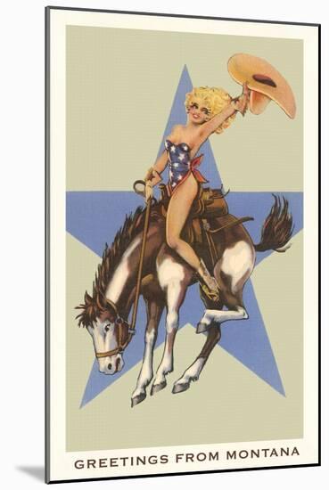 Greetings from Montana, Lady Rider-null-Mounted Art Print