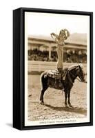 Greetings from Montana, Little Girl Roping on Pony-null-Framed Stretched Canvas