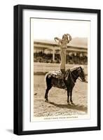 Greetings from Montana, Little Girl Roping on Pony-null-Framed Art Print