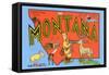 Greetings from Montana, Map-null-Framed Stretched Canvas