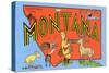 Greetings from Montana, Map-null-Stretched Canvas