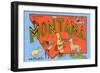 Greetings from Montana, Map-null-Framed Art Print