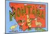 Greetings from Montana, Map-null-Mounted Art Print