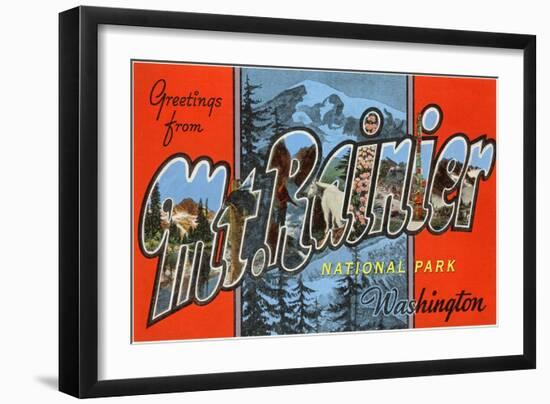 Greetings from Mt. Rainier National Park, Washington-null-Framed Giclee Print