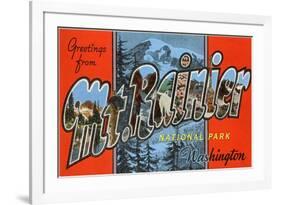 Greetings from Mt. Rainier National Park, Washington-null-Framed Giclee Print