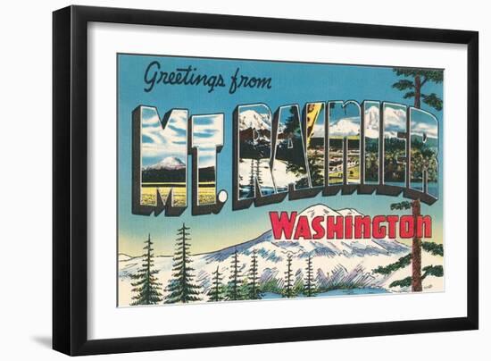 Greetings from Mt. Rainier, Washington-null-Framed Art Print