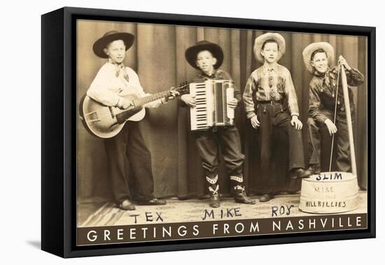 Greetings from Nashville, Child Hillbilly Musicians-null-Framed Stretched Canvas