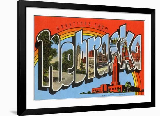 Greetings from Nebraska-null-Framed Premium Giclee Print